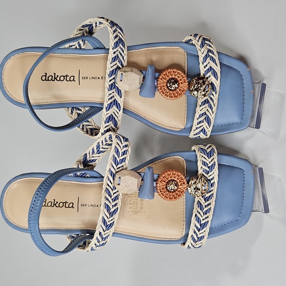 Dakota Y6791 rasteira pedraria sandal Blue Leather Sandals Size 7 - Picture 3 of 8